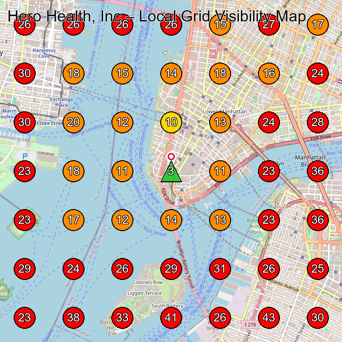 Hero Health, Inc GeoGrid visibility map for Home Health Care Service in New York